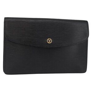 LOUIS VUITTON Epi Montaigne 27 Clutch Bag Black M52652 LV Auth ep12214